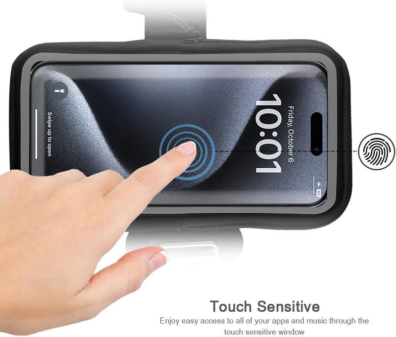 JEMACHE Running Armband for iPhone 17 16 15 14 13 Pro Max/Plus, Samsung Galaxy S25 S24 S23 Ultra/Plus, G Buckle Workouts Phone Arm Band Bag (Black) S - Image 1